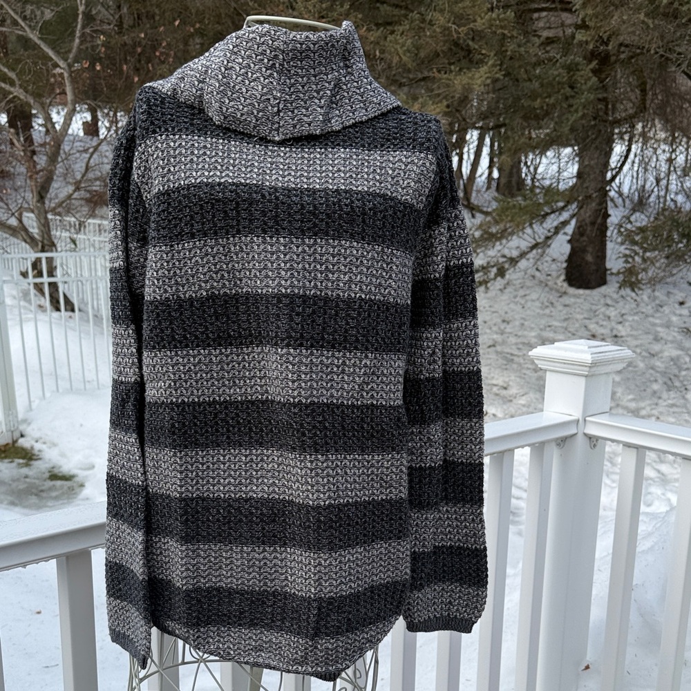 Eight Eight Eight Charcoal and Light Gray Striped Turtleneck Sweater - Picture 2 of 4